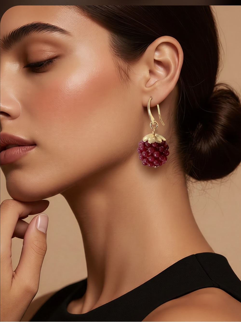 ♠️ KATE SPADE NEW YORK Gold Red Beads Drops (Raspberries Style)